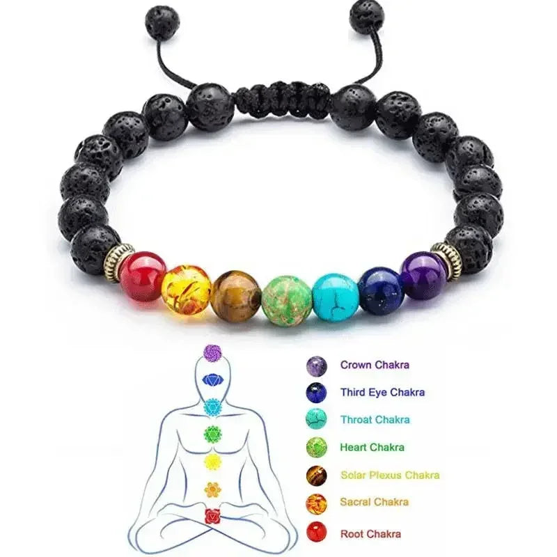 Pulseira 7 Chakras Pedras Vulcânica