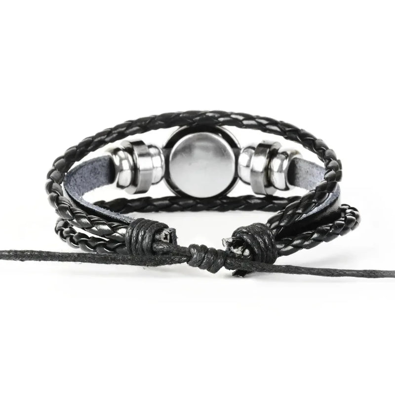 Pulseiras de Sinal do Zodíaco para Homens e Mulheres, 12 Constelações, Pulseira de Couro Vintage, Pulseira Luminosa