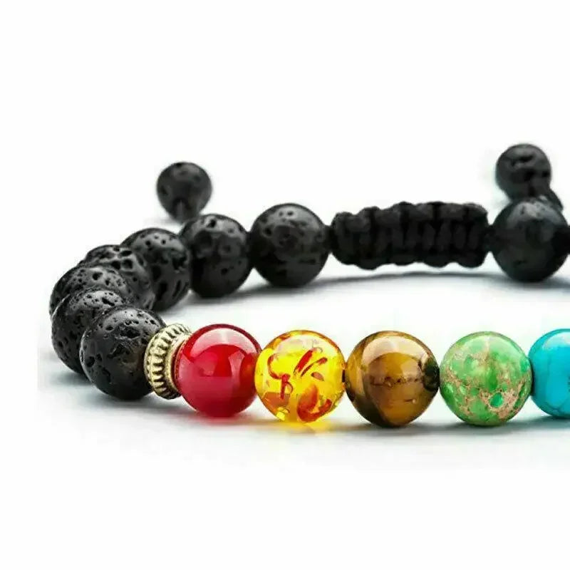 Pulseira 7 Chakras Pedras Vulcânica