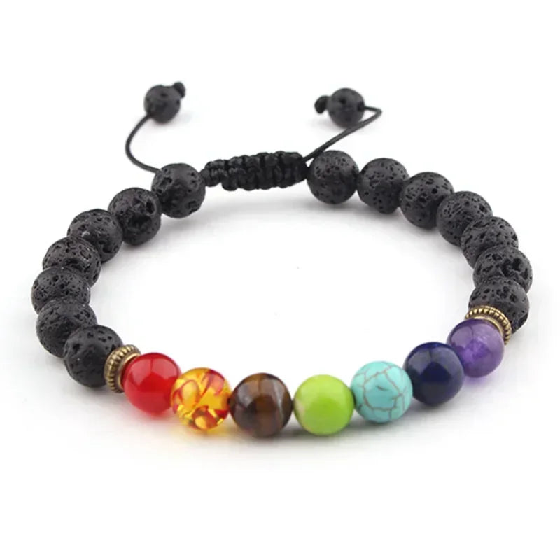 Pulseira 7 Chakras Pedras Vulcânica